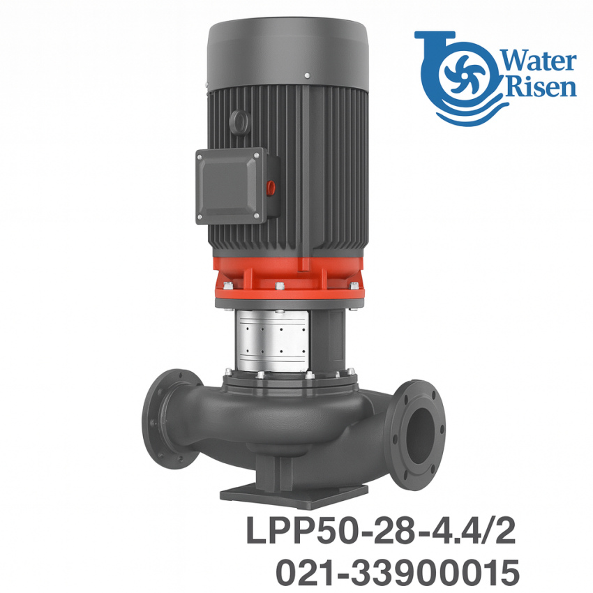 پمپ سیرکولاتور خطی لیو مدل LPP50-28-4/2 سهفاز | دهانه ۲ اینچ | توان ۵.۵ اسب بخار | مناسب سیستمهای گرمایش و سرمایش مرکزی