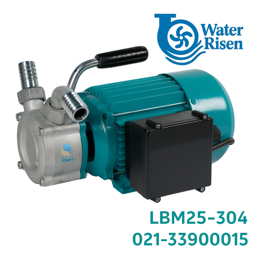 پمپ آب محیطی استیل لیو مدل LBM25-304 | توان حدود ۱ اسب بخار | تکفاز | بدنه و محفظه بدنه استیل AISI 304 | مناسب مصارف خانگی و نیمصنعتی