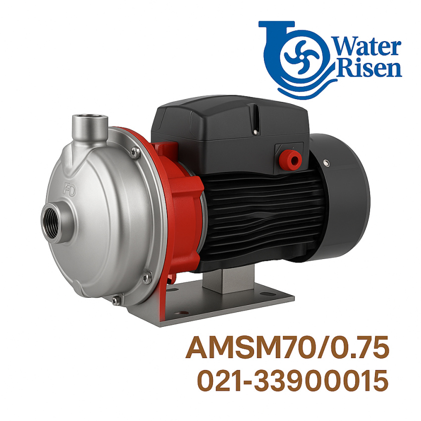 پمپ آب استیل 304 لیو مدل AMSM70/0.75 | توان ۱ اسب بخار | تکفاز | بدنه و پروانه استیل ضدزنگ | مناسب مصارف خانگی، غذایی و صنعتی سبک