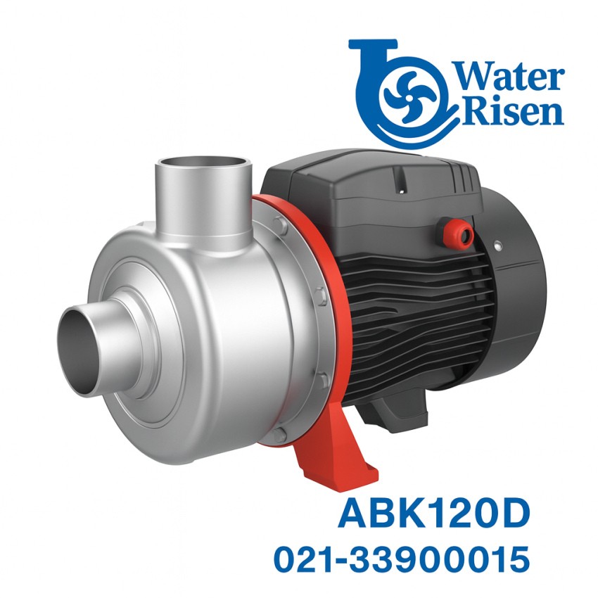 پمپ سانتریفیوژ استیل لیو مدل ABK120D | پروانه نیمه‌باز | توان 1.2 اسب بخار | مناسب سیالات تمیز و نیمه‌خورنده